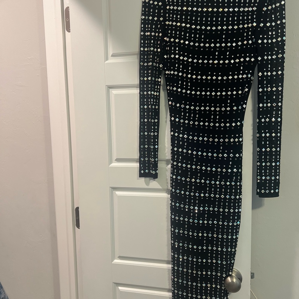 AKIRA Black and White Off the Shoulder Bodycon Dress